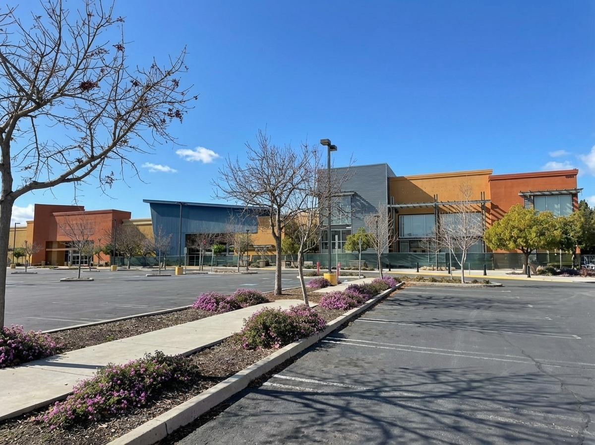 A deserted strip mall